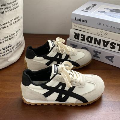 Версия из мягкой кожи~ Женские кроссовки Forrest Gump 2025 осень новая круглая голова толстая подошва цветовая гамма нескользящие удобные повседневные спортивные туфли тренд