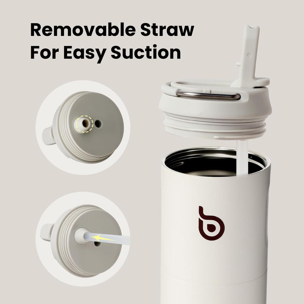 BOTTLE BOTTLE Insulated Water Bottle 24oz with Straw Lid and Handle for Sports Travel Gym Stainless Steel Water Bottles Double-Wall Vacuum Metal