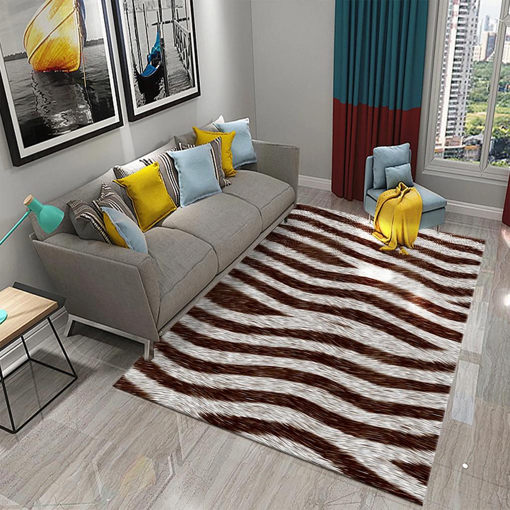 3D Animal Fur Carpets Leopard and Tiger Skin Rugs for Bedroom Living Room Kitchen Floor Decor Mats Bathroom Non-Slip Floor Rugs