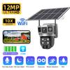 12MP Solar IP Camera WIFI CCTV Dual Lens Triple Screen PTZ Auto Tracking 6K Security Surveillance Camera