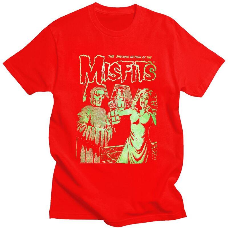 Custom Horror Punk Rock Misfits Skull Tshirts for Men Short Sleeve Leisure T Shirt Tshirt 100 Cotton Tee Gift