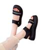 Open-toed platform muffin sandals women's 2025 summer wear fashion high-end Velcro heightening beach shoes ins