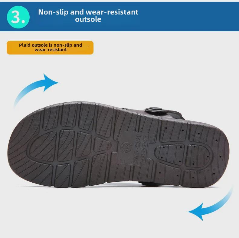 2024 Мужские повседневные нескользящие дышащие сандалии для отдыха на открытом воздухе: Износостойкие пляжные и автомобильные тапочки