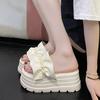 Fashion 8CM Thick String Bead Slippers Women Summer New 2025 Chunky Platform Sandals Woman Flip Flops Wedges High Heels Sandalias Mujer