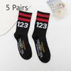 5 Pairs of Socks Women's Spring and Autumn Models of Mid-calf Socks Two Bar Digital Tide Cotton Outer Wear Summer Couple Socks