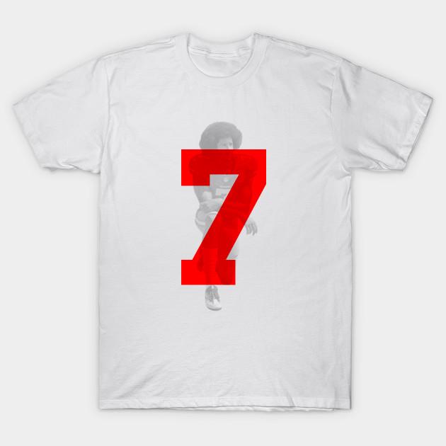 Men Black Print T-shirt Colin Kaepernick 7 No-Cut Heat Transfer Print Cotton Tshirt