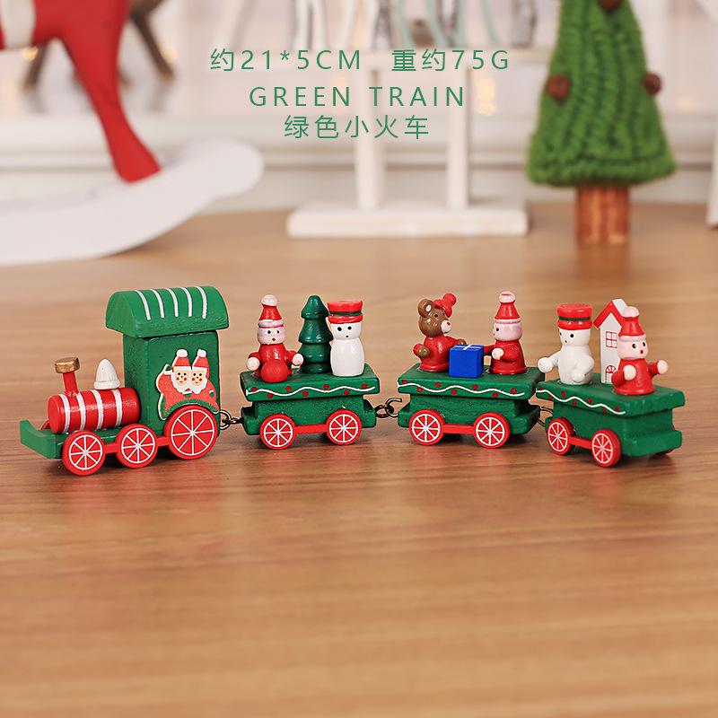 Christmas Wooden Train Christmas Decorations Miniature Model Home Table Ornament New Year Gifts Xmas Tree Hanging Pendant