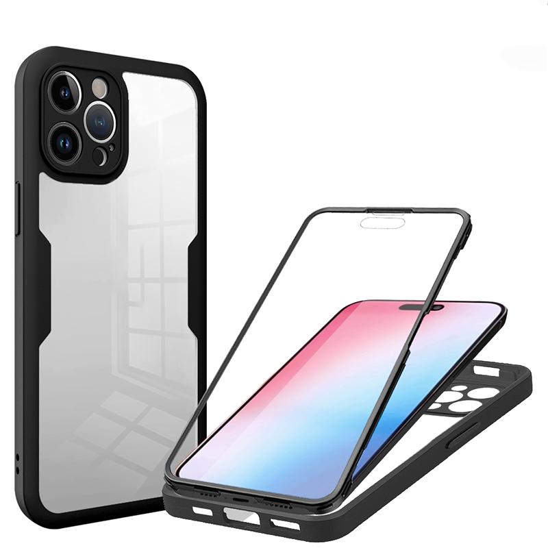 For iPhone 12 Case 360 Full Body Protective Phone Case For iPhone 12 Pro Max Transparent PC+TPU Shockproof Bumper Cover 12 Pro