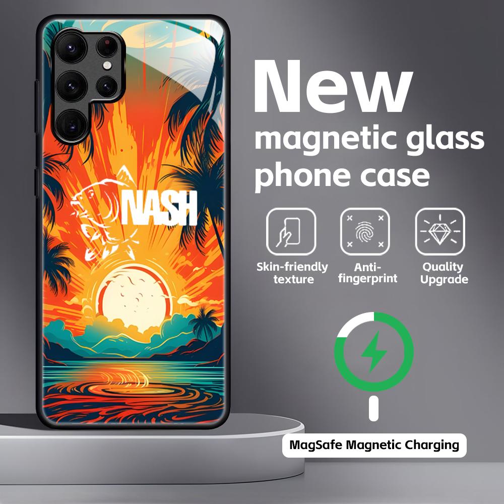 Fashion N-nasH Fishing Brand Phone Case For Samsung S26 S25 S24 S23 S22 S21 Plus Ultra Note20 Glass Magnetic Case