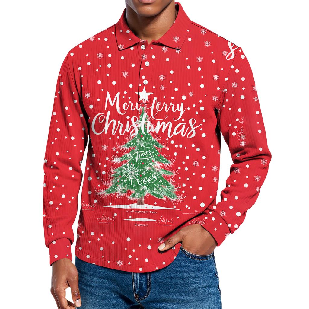 Men's Casual Style Solid Color Loose Shirt Long-sleeved Top