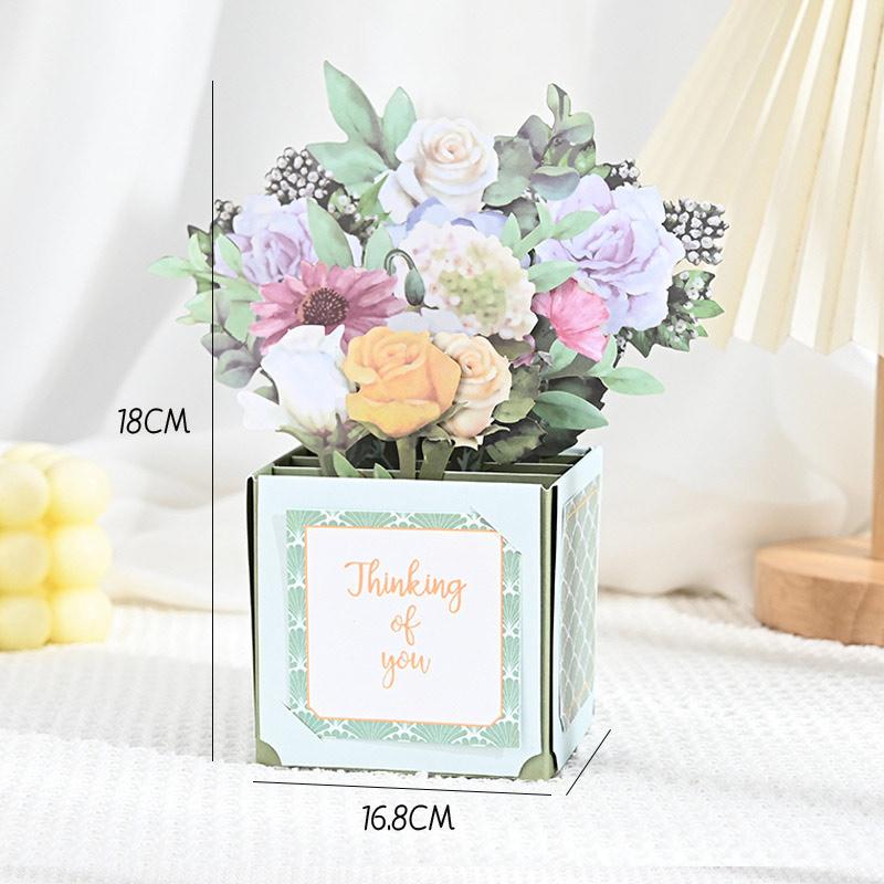 Handmade 1D Birthday Card Box Pop-up Paper Carved Handmade Greeting Card Flower Butterfly Pattern Design Exquisite Birthday Gift