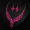 Jewelry Crystal Gemstones Flower Clavicle Necklace Earrings Set Dress Women'S Banquet Accessories
