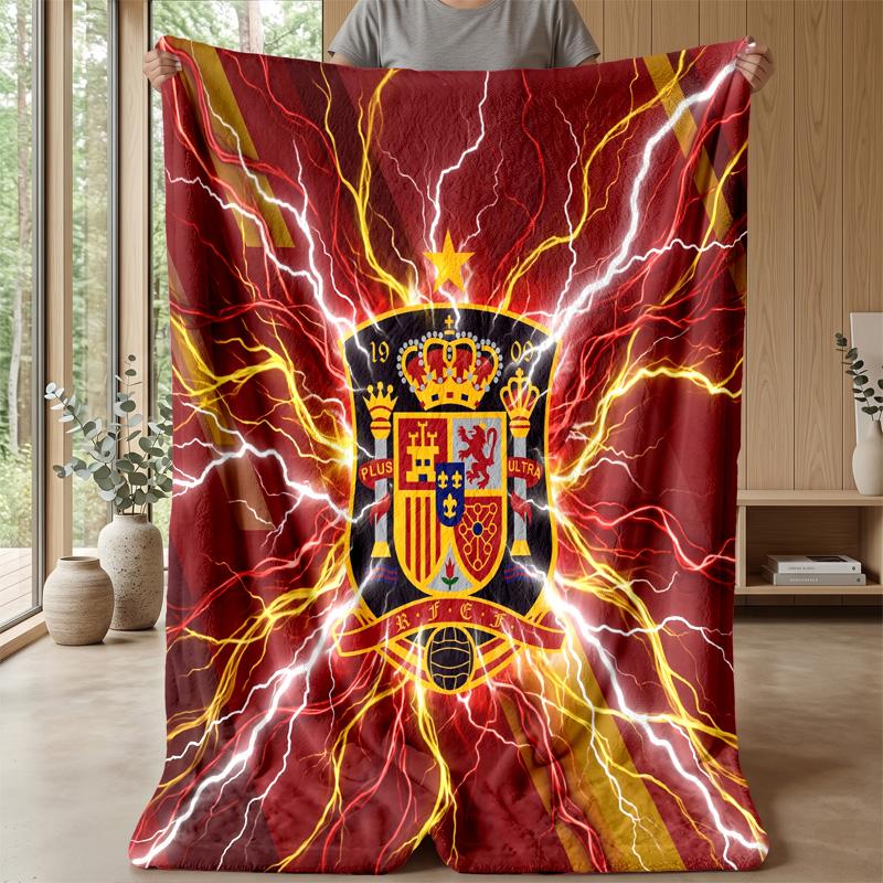 Spain football Printed Flannel Blanket Skin Friendly Warm Decorative Throw for Indoor Couch Bed Daily Use