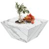 Modern Drum Coffee Table, Trapezoid White Marble Veneer Coffee Table, Living Room Table 70*70*37cm