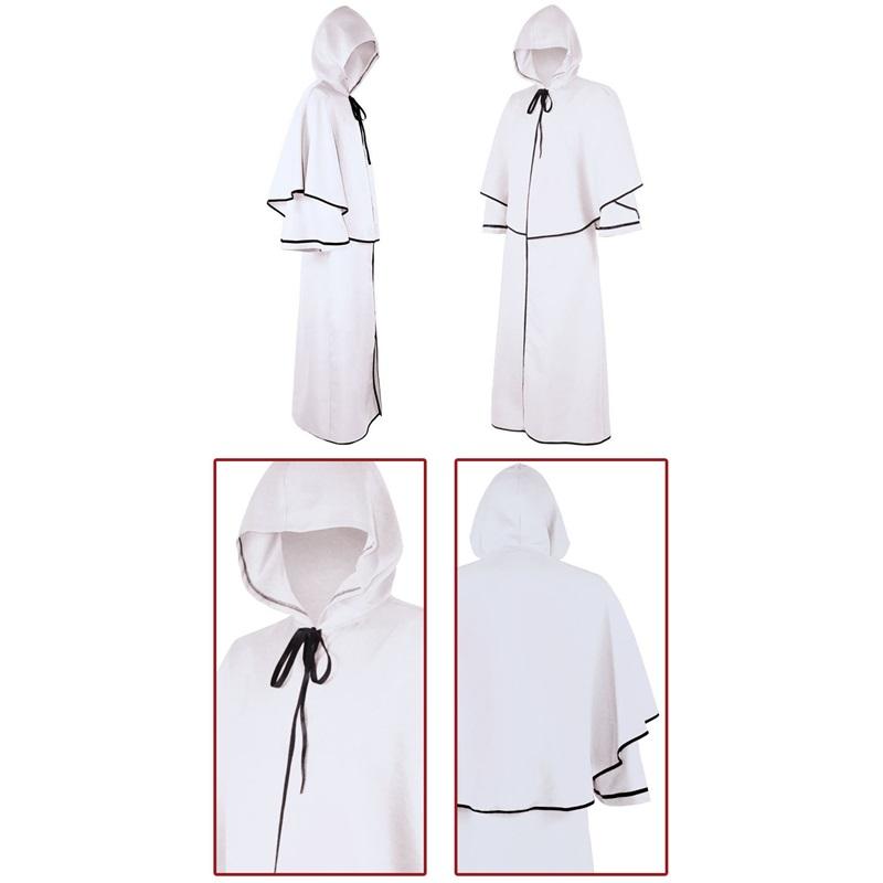 Halloween Medieval Hooded Cloak Vintage Wizard Robe Wizard Death Cloak Cosplay
