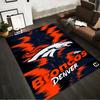 Denver Broncos Logo in Orange and Navy Theme Non-slip rug suitable for living room and bedroom sofas.
