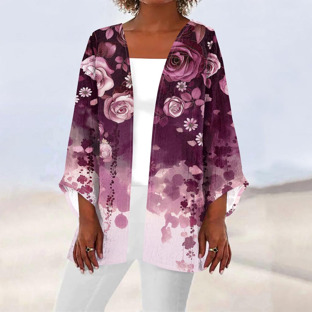 Женская повседневная модная легкая куртка средней длины с принтом Caot в стиле ретро, ​​кардиган