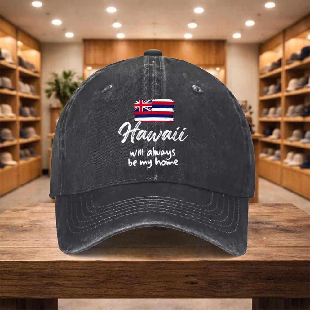 pc HawaiianThemed Baseball Cap Adjustable Snapback Hat with Hawaii Will Always Be My Home Print Lightweight Unisex Cap Sui