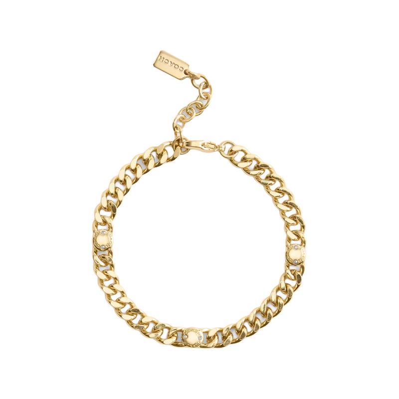 COACH Solid color rivet chain brass plated bracelet women's gold