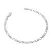 Real 925 Sterling Silver Figaro Chain Anklets for Women Teen, Basic Chain Link Anklets Beach Anklets, Summer Jewelry, 10 Inch Anklet