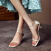 Retro Thin High Heeled Sandals Women Summer Sexy Square Head Open Toe Cover Heel High Heels Dress Party Casual Ankle Strap Pumps