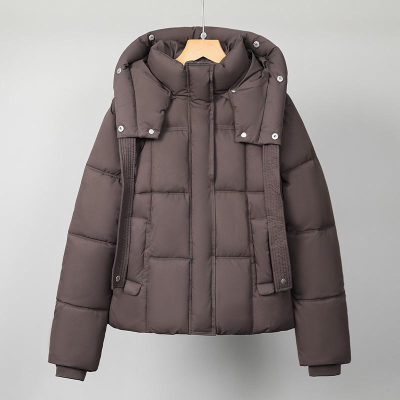 Womens Removable Sleeve Puffer Jacket Short Warm Cotton Coat Hooded Casual Winter Outerwear