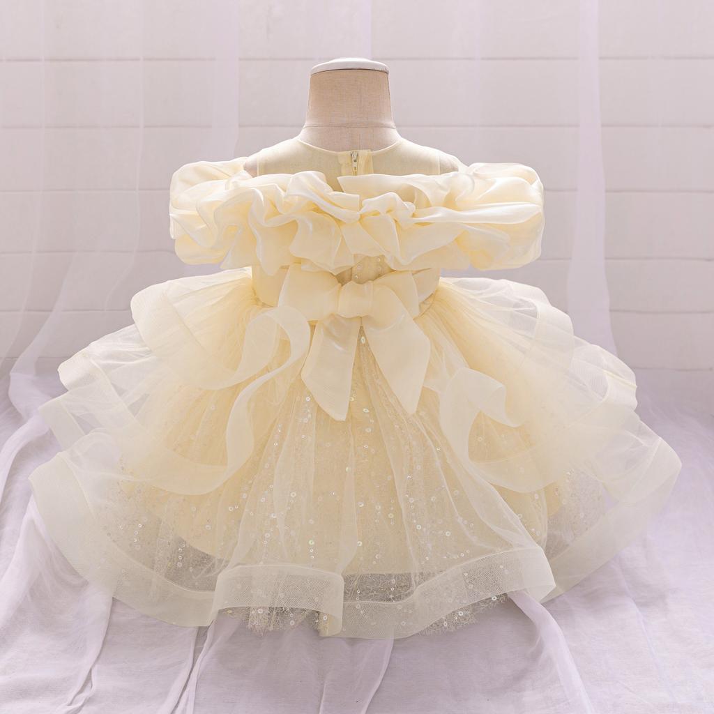 Платье для девочки Свадебное Платье для новорожденной девочки Платья для крещения с милым бантом Платье для дня рождения девочки-малышки Бальное платье AL190