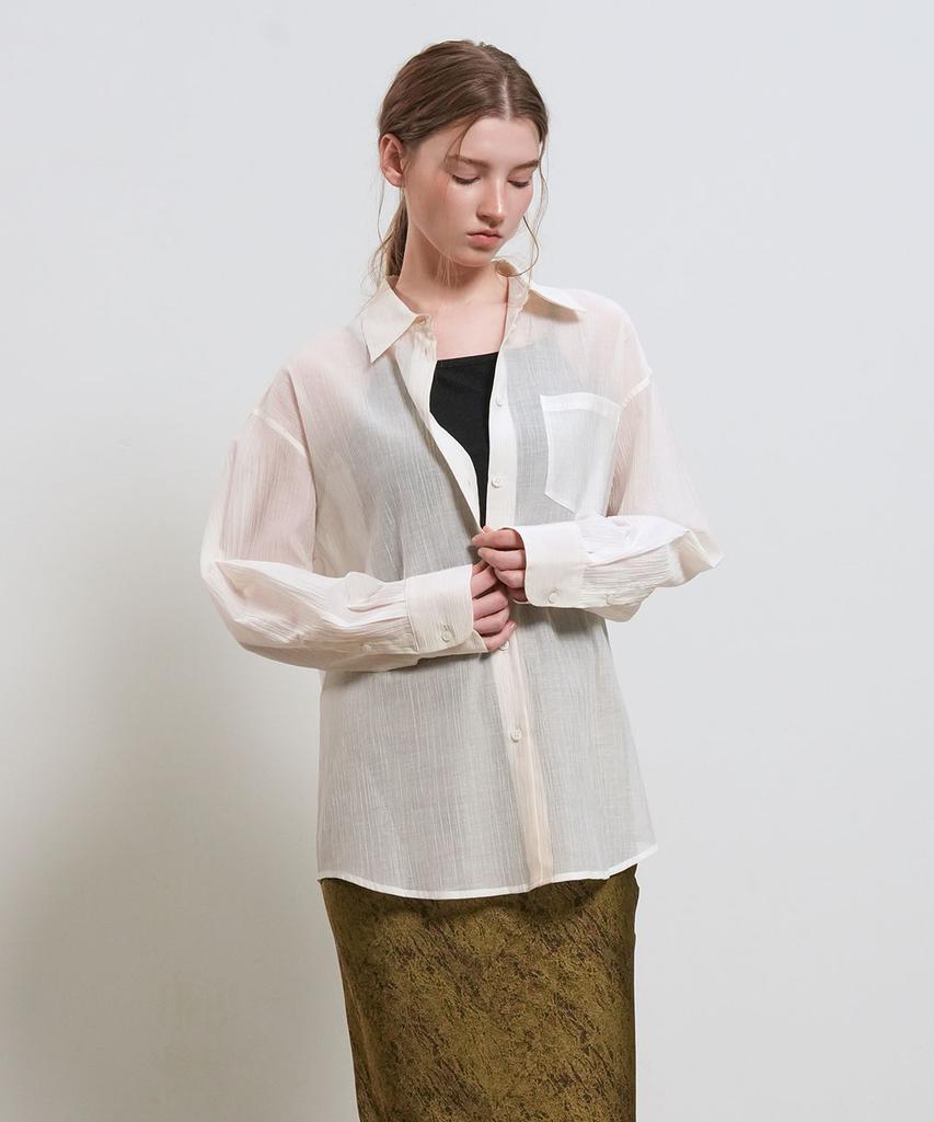 GENERALIDEA Summer Wrinkle Sheer Shirt [Ivory] / Wbe2L03531