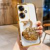 KEYSION Противоударный чехол с гальваническим покрытием для OPPO Reno11 F 5G Прозрачный ТПУ с блестками, инкрустированный драгоценными камнями, подставка в виде лебедя, задняя крышка для OPPO Reno11F 5G