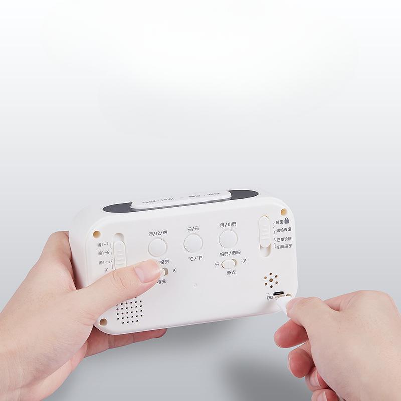 Charging Voice Clock Three Sets of Alarm Clock Smart Smart Clock Creative Mute LED Electronic Alarm Clock Gift