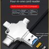 4-in-1 OTG Card Reader for Apple, Type-C, and Android Devices