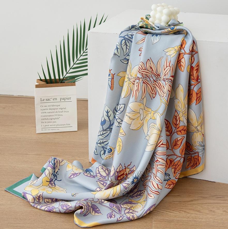 100% Mulberry Silk Silk Scarf Women's  Spring and Summer Double-sided Printed Silk Scarf Shawl
