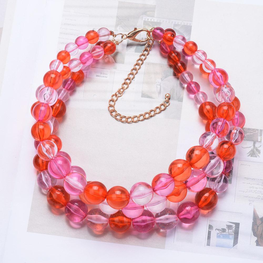 Bohemian Vacation Triple Stained Glass Bead Necklace Female Handmade Beaded Clavicle