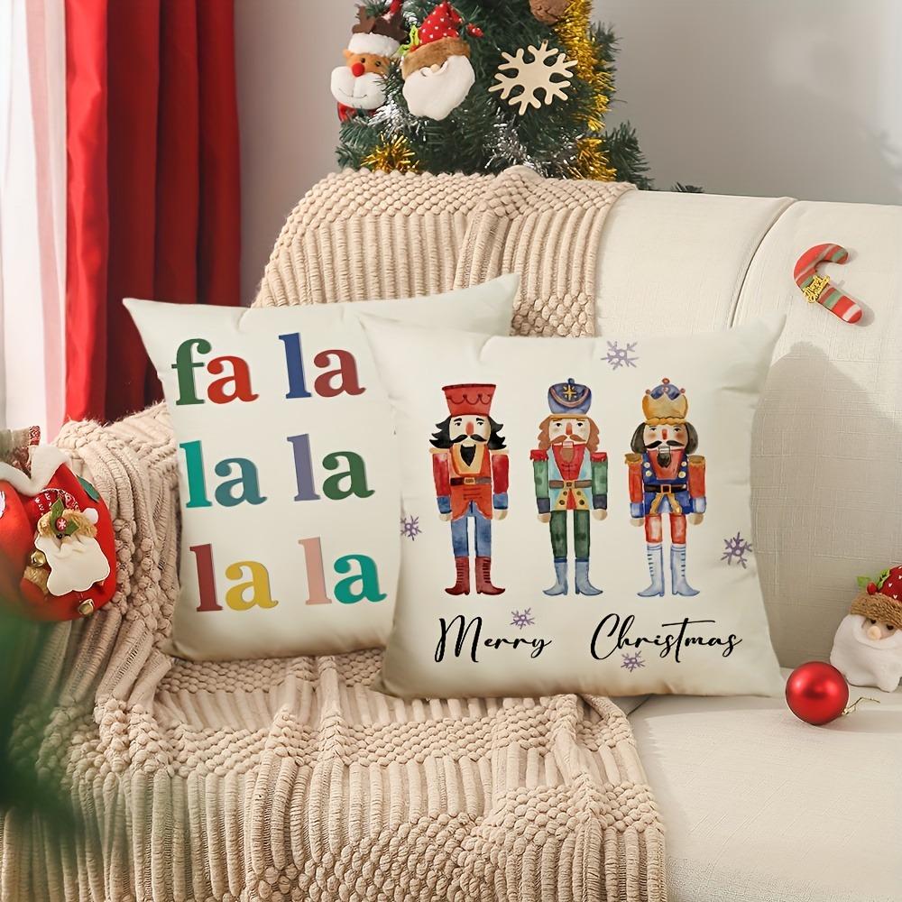 Рождественские наволочки: Щелкунчик, фа ла ла и Веселые узоры Наволочка для диванной подушки, украшение дома, новогодний подарок