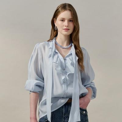 Прозрачная блузка с оборками и завязками Zf05qb600nh
