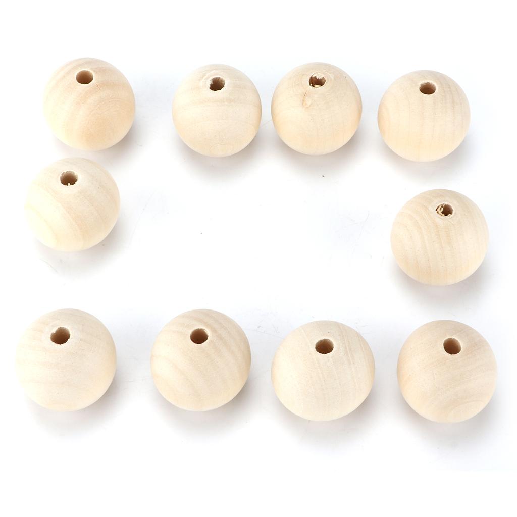 10pcs Craft Beads Round Wood Color MultiPurpose Wooden Beads Bulk with Hole for DIY Handicraft Decoration Gift