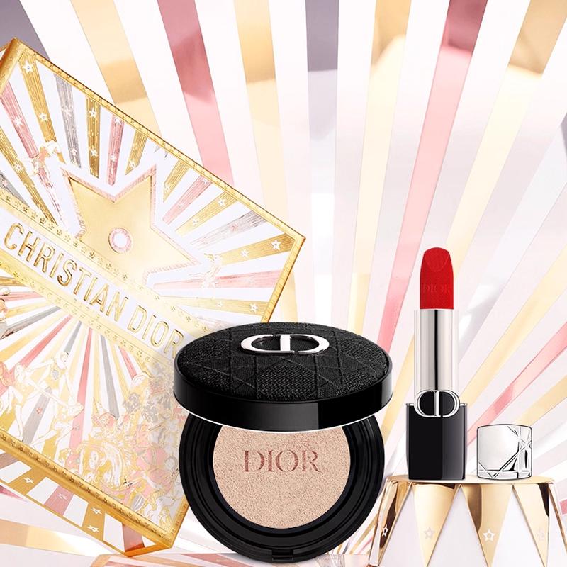 Dior Набор из двух помад: Сине-золотая помада #999 3,5 г + Воздушная подушка #0N мягкая и сияющая 13 г