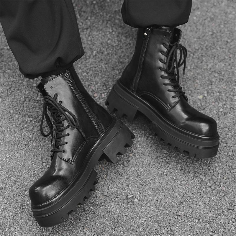 Ботинки мартин мужские на толстой подошве британские высокие зимние дерби повышающие рабочие мужские ботинки 16774-J