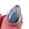 Natural Labradorite Gemstone 925 Solid Sterling Silver Jewelry Ring Size 6 R4u44