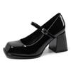 Сандалии Mary Janes Vintage Black Woman Buckle Non Slip Casual High Heels Office Lady Solid Elegant Heels Klein Летние корейские туфли на высоком каблуке