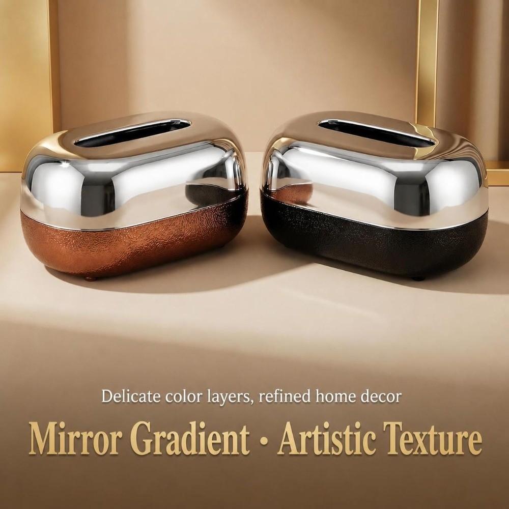 Mirror Surface Napkin Holder Wood Grain Tissue Organizer Modern Minimalist Tissue Box Bedroom