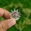 Rhodonite Stone Anniversary Flower Daughter Promise Statement Ring 925 Silver