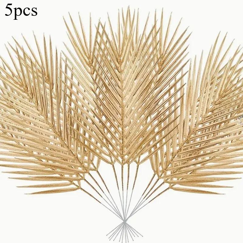 Золотые искусственные пальмовые листья, искусственные тропические растения, искусственные цветы, наполнитель для вазы для офиса, дома, свадебного торжества, декор для помещений и улицы