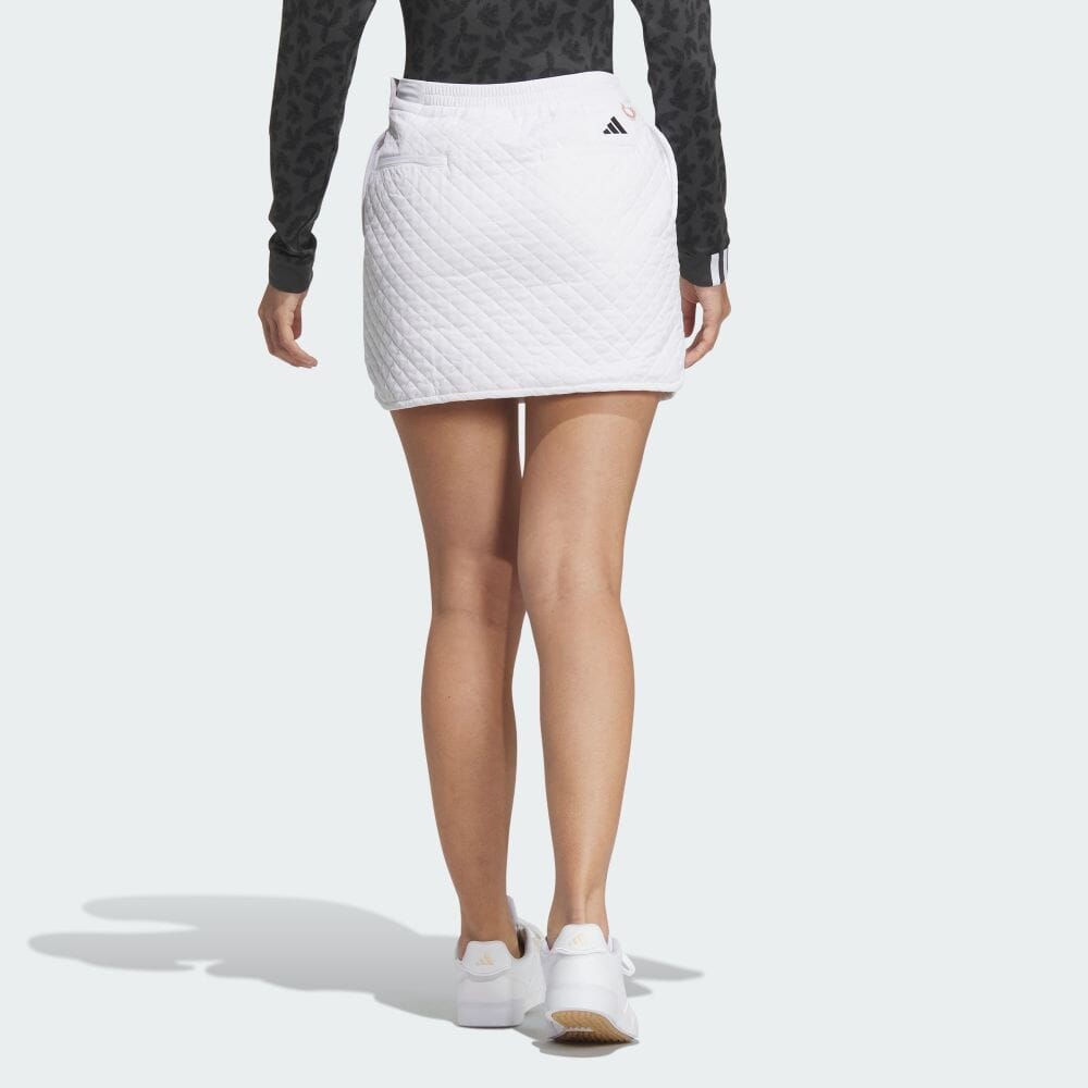 Adidas Wind Rdy Solid Color Micro Logo Quilted Windproof Waterproof Comfortable Golf Skirt Women Skirts White HY0866