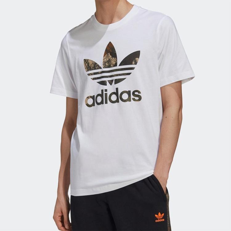 adidas originals CAMO TRF TEE Large logo Printing Sports Short Sleeve White Men's GD5949