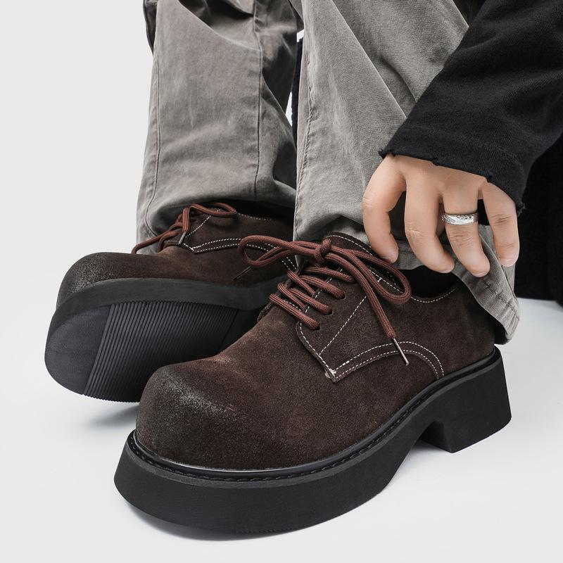 Туфли с большой головой мужские туфли трендовые черные нишевые Микки с высоким чувством дерби на толстой подошве с увеличением роста хулиганские красивые 9522-H