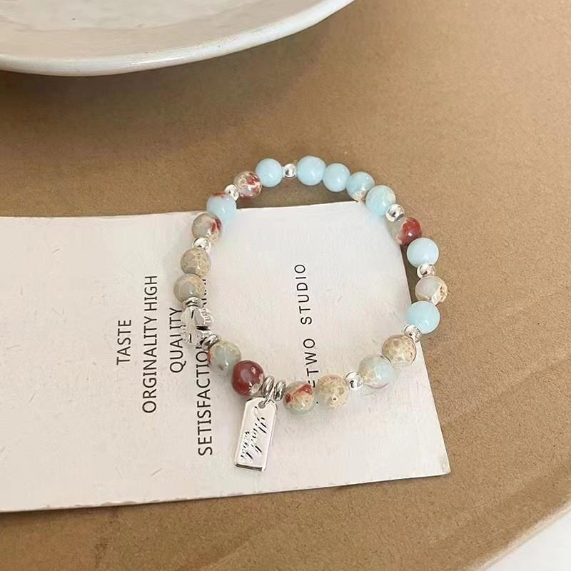 Chic Macaron Ceramic Sea Shell Beaded Bracelet Unique Fresh Sweet Jewelry For Women