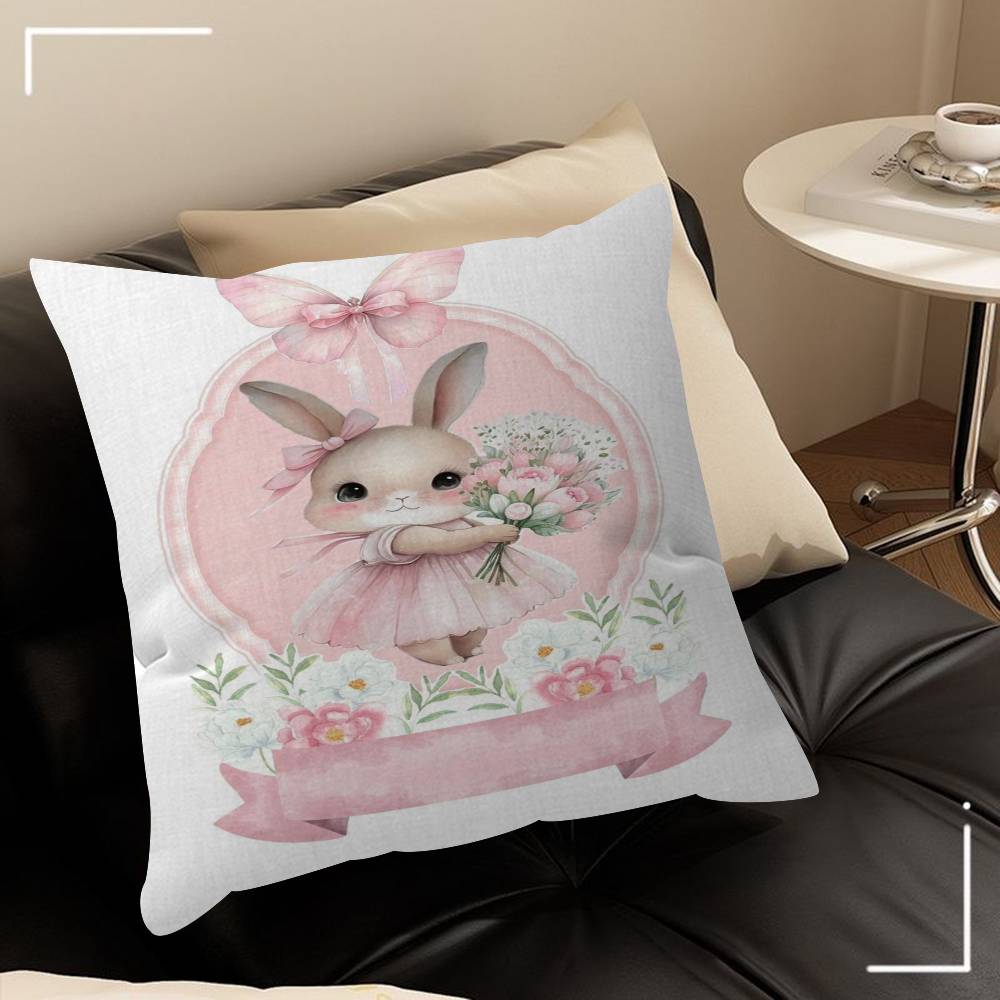 Cute Ballerina Bunny Ballet Animal Pillowcase Toon Gift Cushion Cover Bedroom Home Sofa Chair Seat Decor Pillow Case