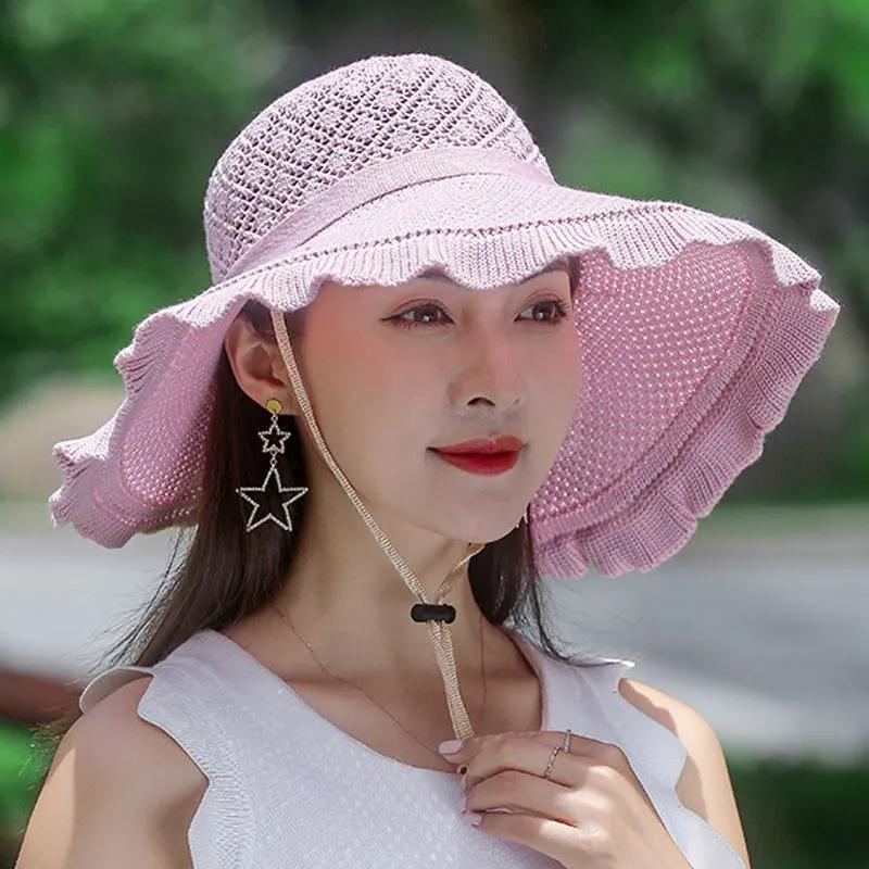 WTEMPO Складные летние шляпы от солнца из хлопка и конопли, женские простые однотонные солнцезащитные шляпы, пляжные приморские крутые шляпы с бантом