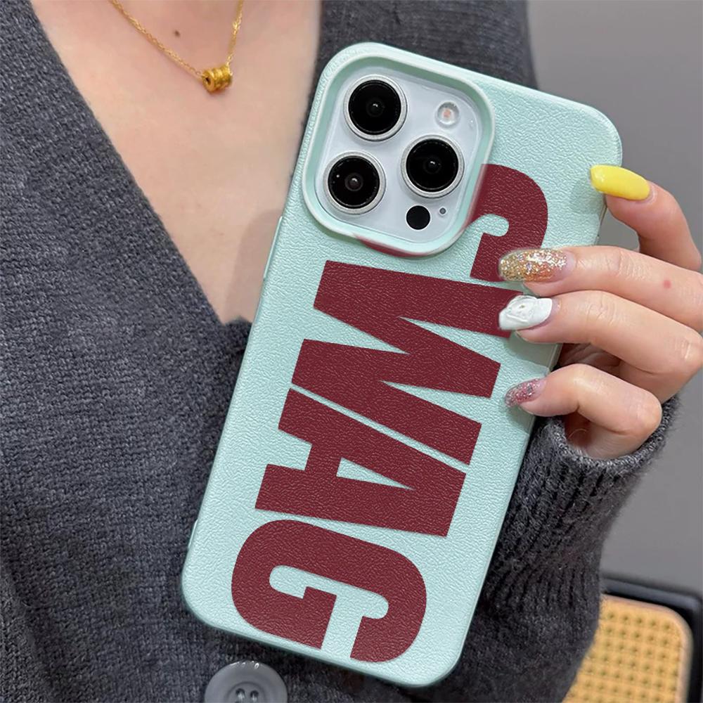 Уличная мода SWAG Чехол-буклет для iPhone 17 16 15 14 13 12 11 Pro Max Крутая типографика Кожаная текстура Мягкий силиконовый чехол